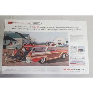1957 Mercury Big M Announcement News Magazine Ad Station Wagon